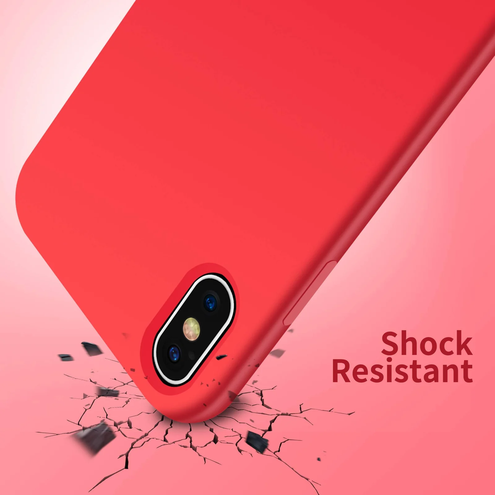 DL3 Mobilak Liquid Silicone Protective Case with Soft Microfiber Lining for iPhone X / iPhone XS - Red