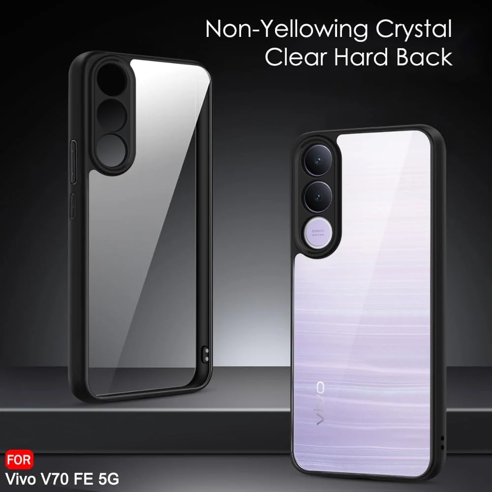 DL3 Mobilak Clear PC and TPU Protective Case for vivo V70 FE with Camera Protection and Military-Grade Protection - Black
