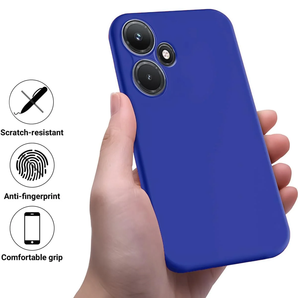DL3 Mobilak Liquid Silicone Protective Case with Soft Microfiber Lining with Full Camera Protection for Infinix Hot 30i - Pepsi