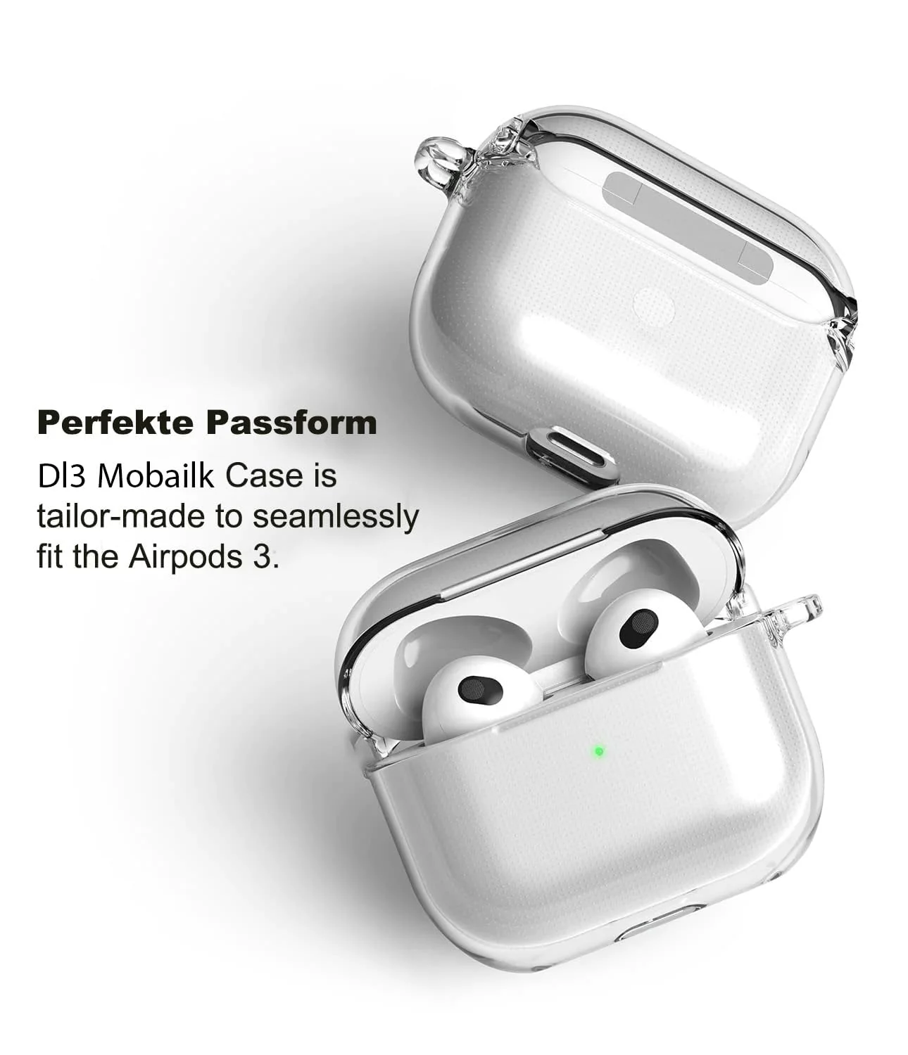 DL3 Mobilak AirPods 3 Case Soft TPU Protective Cover [Front LED Visible][Anti-Yellowing], TPC Protective Case With Lanyard, Case Compatible with Airpod 3rd Generation 2021, Wireless Charging - Clear
