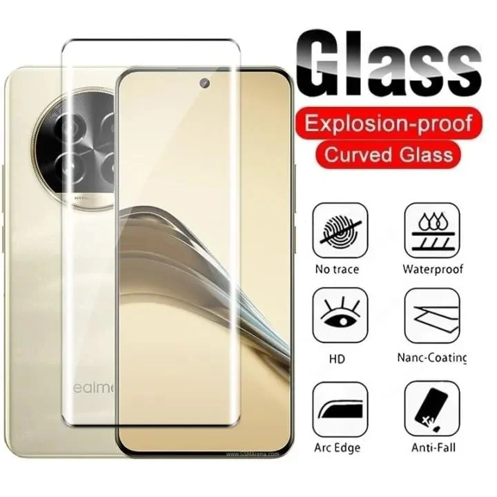 DL3 Mobilak Full Curved 5D Glass Screen Protector Full Glue For realme 13 Pro+ Plus 5G - Black