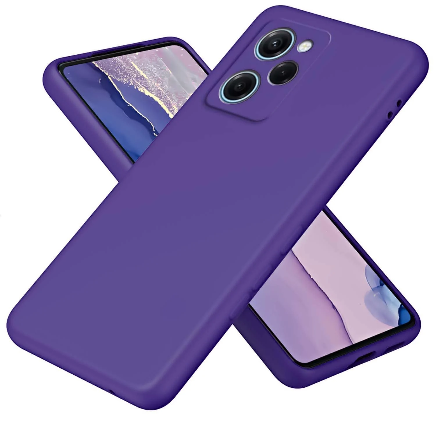 DL3 Mobilak Soft Silicone Protective Case for POCO X5 Pro 5G with Microfiber Lining and Shockproof Design - Purple