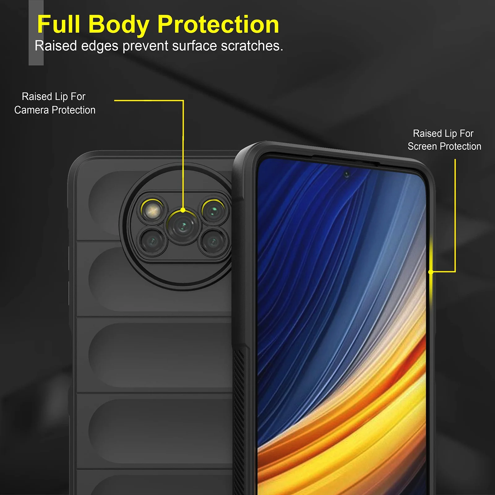 DL3 Mobilak Flexible Silicone and TPU Protective Case with Camera Protection for Xiaomi Poco X3 NFC / Poco X3 / Poco X3 Pro - Black