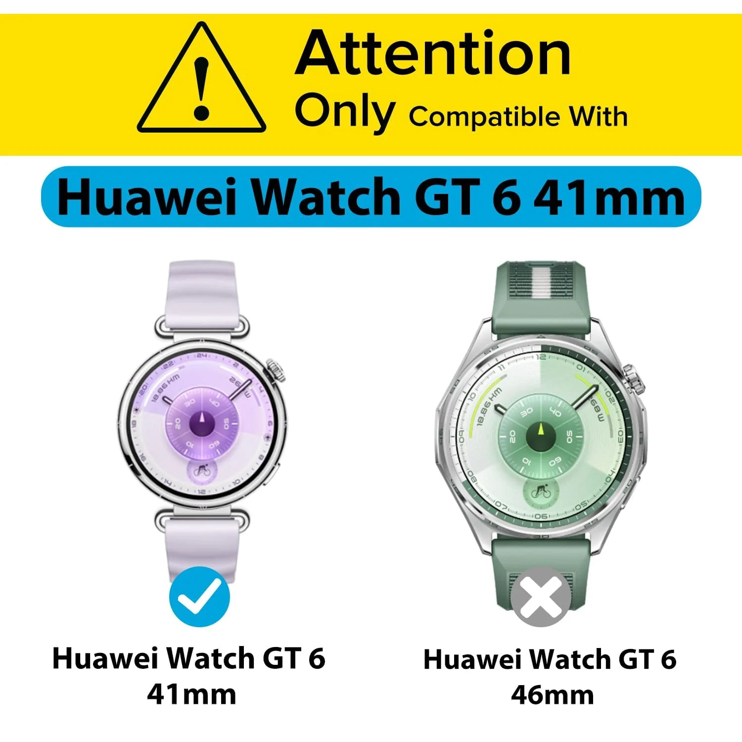 DL3 MOBILAK Full-Coverage Watch Case with Tempered Glass for Huawei Watch GT 6 41 mm, Clear