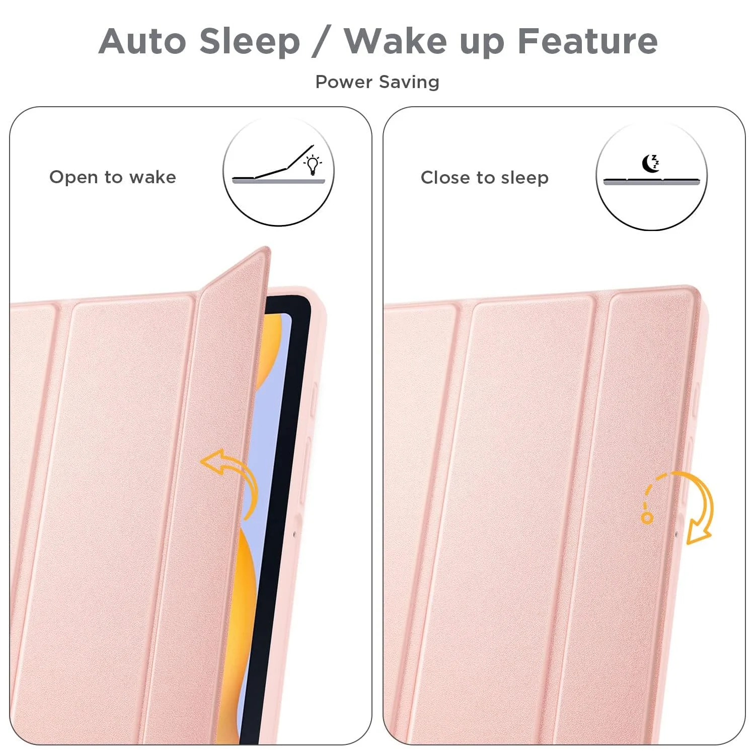 DL3 Mobilak Smart Case For Samsung Galaxy Tab S6 Lite 10.4 inch 2022 (SM-P613/P619) & 2020 (SM-P610/P615) with Pencil Holder, Soft TPU Smart Stand Back Cover Auto Wake/Sleep - Rose Gold