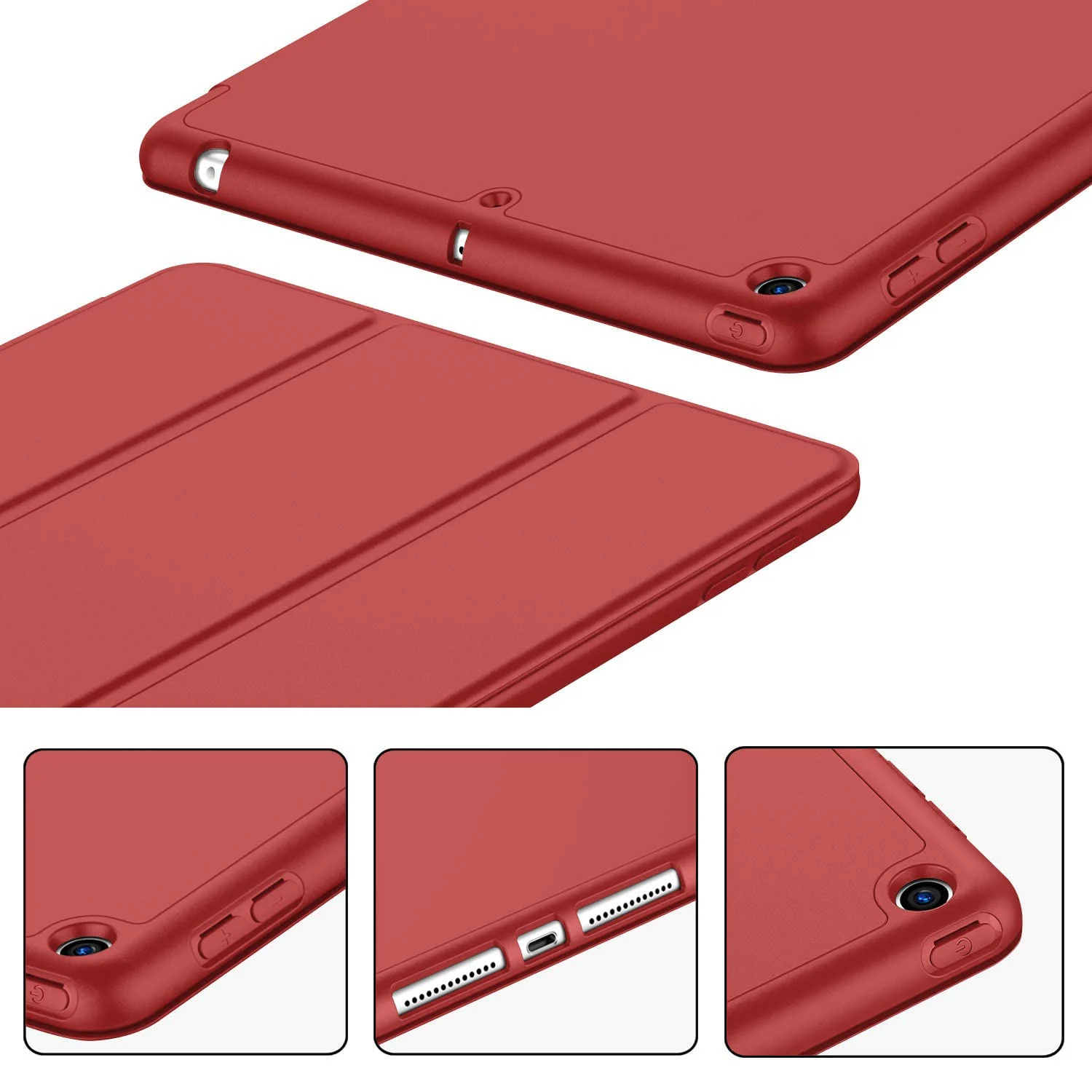"DL3 Mobilak Smart Case for Samsung Galaxy Tab S8 Ultra 14.6"" 2022 with Pencil Holder, Soft TPU Smart Stand Back Cover Auto Wake/Sleep Feature - Red"
