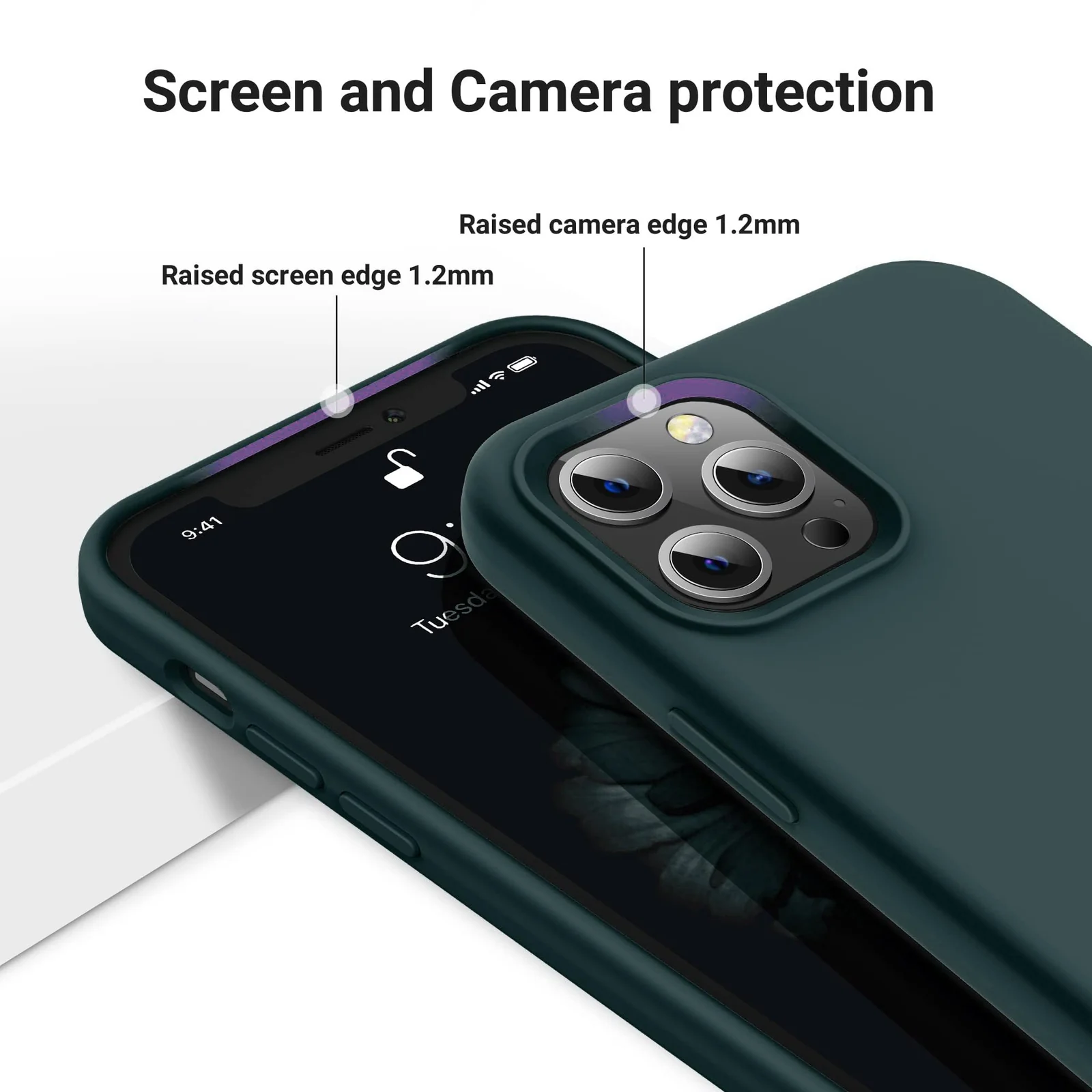 DL3 Mobilak Liquid Silicone Case for iPhone 15 Pro, Supports wireless charging, Shock-absorbing protection, Scratch-resistant surface - Olive Green