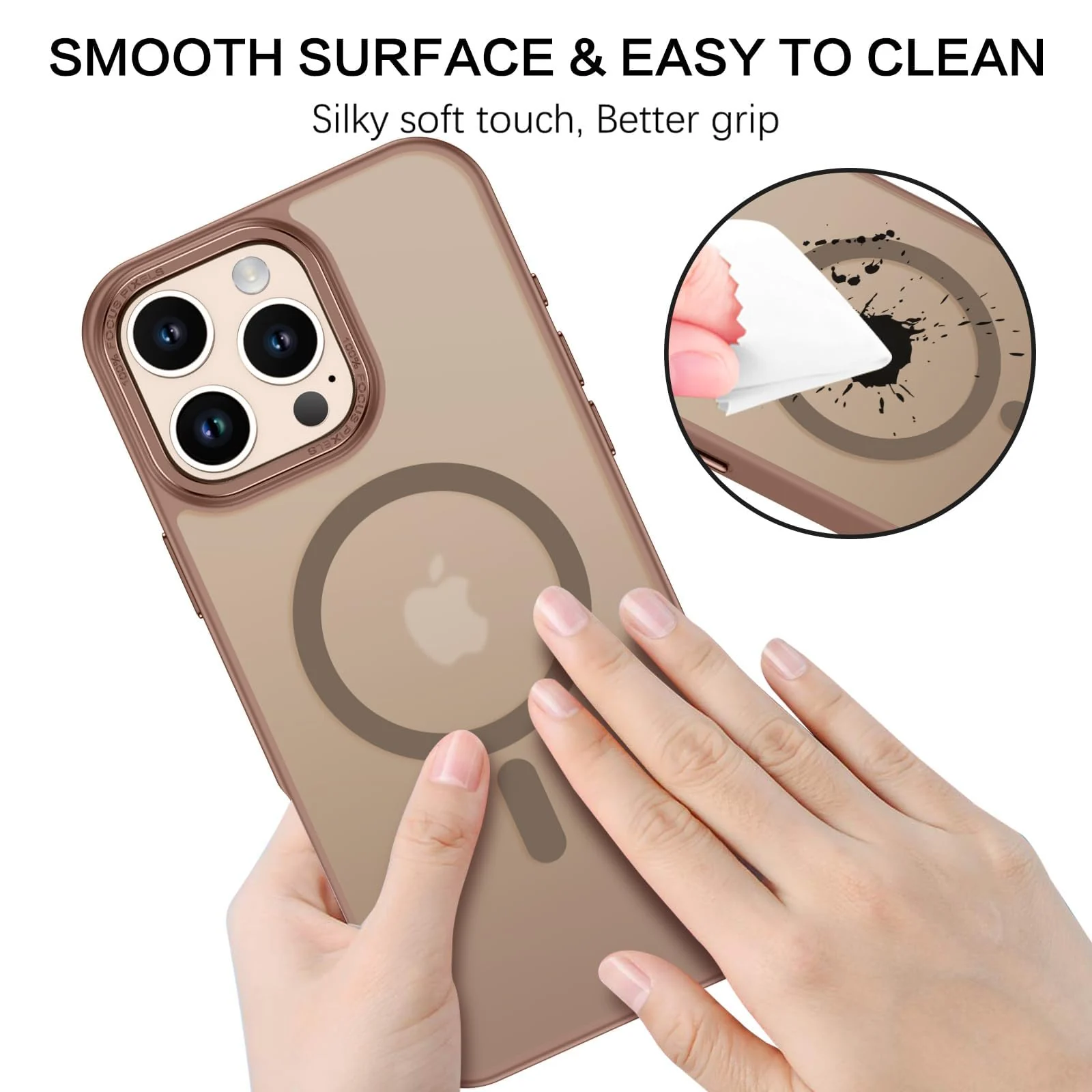 DL3 Mobilak Case for iPhone 16 Pro 6.3-Inch Case Magnetic Translucent Matte Phone Cases [Compatible with MagSafe] Thin Slim Fit Shockproof Bumper Hard Protective Cover for Men Girls - Desert Brown
