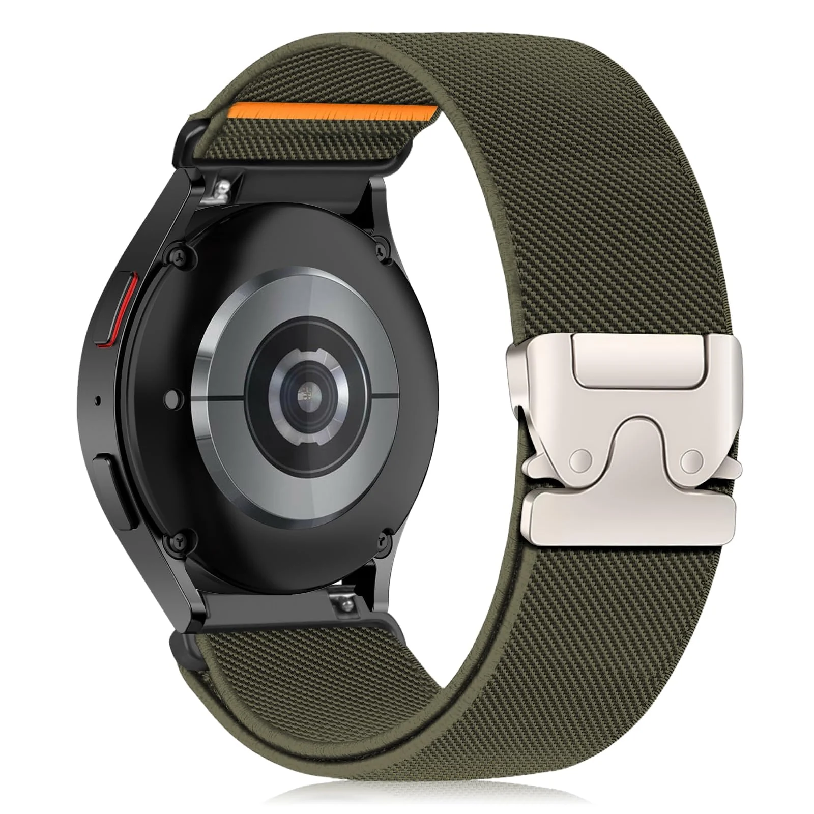DL3 Mobilak Elastic Nylon Band For 20mm Stretchy Parachute buckle Strap for Samsung Galaxy Watch 7/6/5/4 40mm 44mm/Watch 5 Pro 45mm/S2 classic/active 2 40mm 44mm/Amazfi GTS 2/2e/3/4/GTS 4 Mini - Army Green