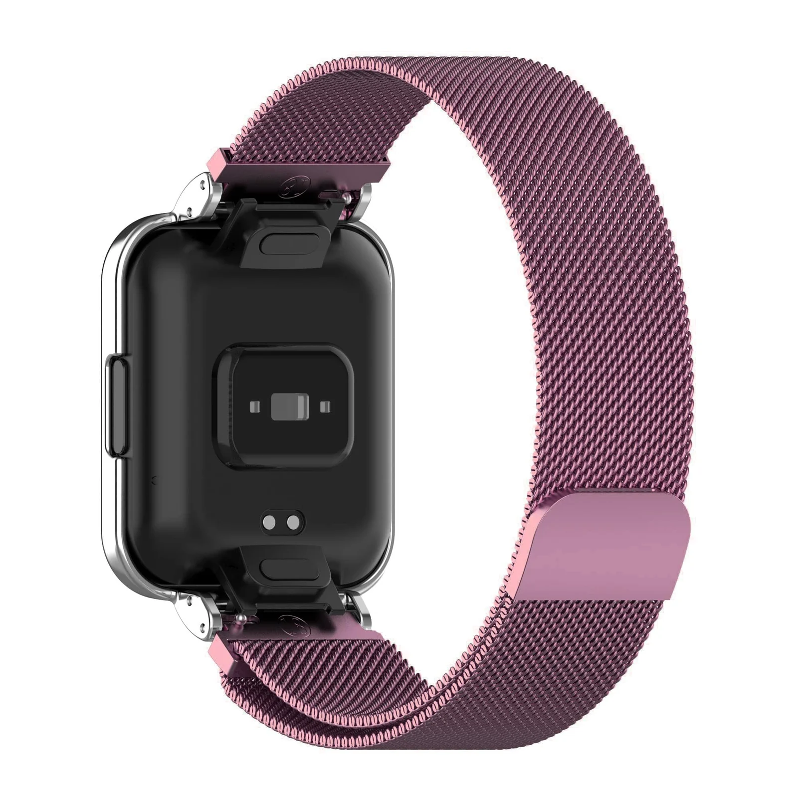 DL3 Mobilak Strap For Xiaomi Redmi Watch 2 Lite/Poco Watch/Redmi Watch 2 / Horloge 2, Magnetic Metal Stainless Steel Adjustable Wristbands Breathable Watch Band With Frame Metal - Pink & Silver