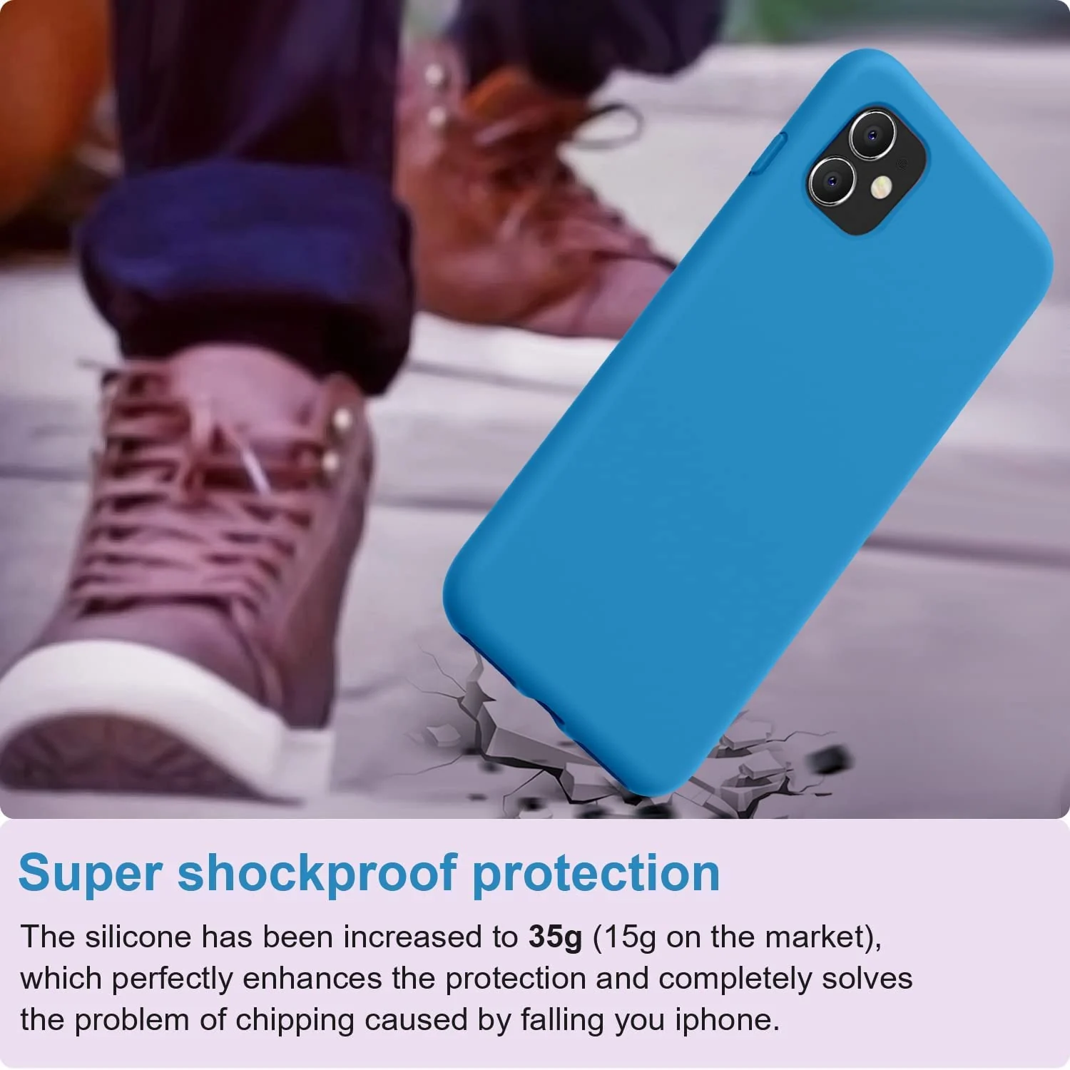 DL3 Mobilak Liquid Silicone Case for iPhone 11 (6.1 Inch), Shock-absorbing protection, Scratch-resistant surface, Soft microfiber lining - Skay Blue