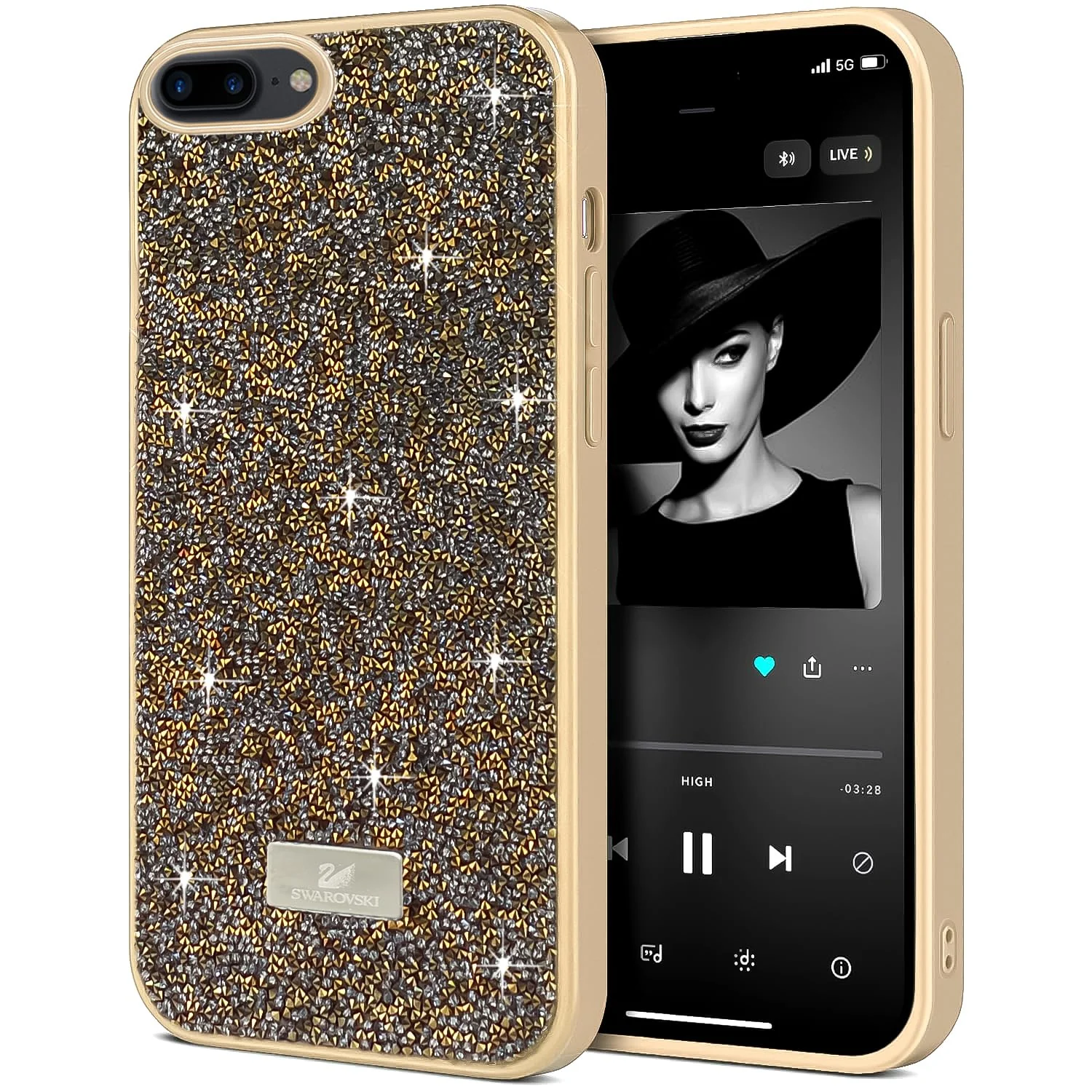 DL3 Mobilak Glitter Protective Case for iPhone 7 Plus / iPhone 8 Plus, Supports wireless charging, Shock-absorbing protection, Scratch-resistant surface