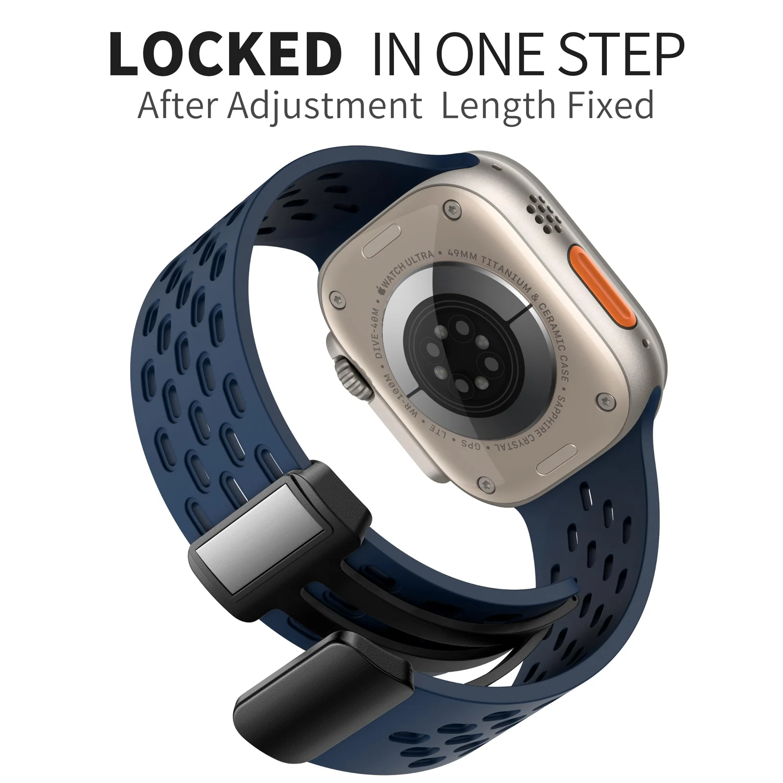 DL3 Mobilak Magnetic Bands for Apple Watch Band 49mm 46mm 45mm 44mm 42mm, Soft Silicone Magnetic Buckle Breathable Sport Watch Strap for iWatch Ultra2 Ultra SE SE2 Series 10 9 8 7 6 5 4 3 2 1 - Navy Blue