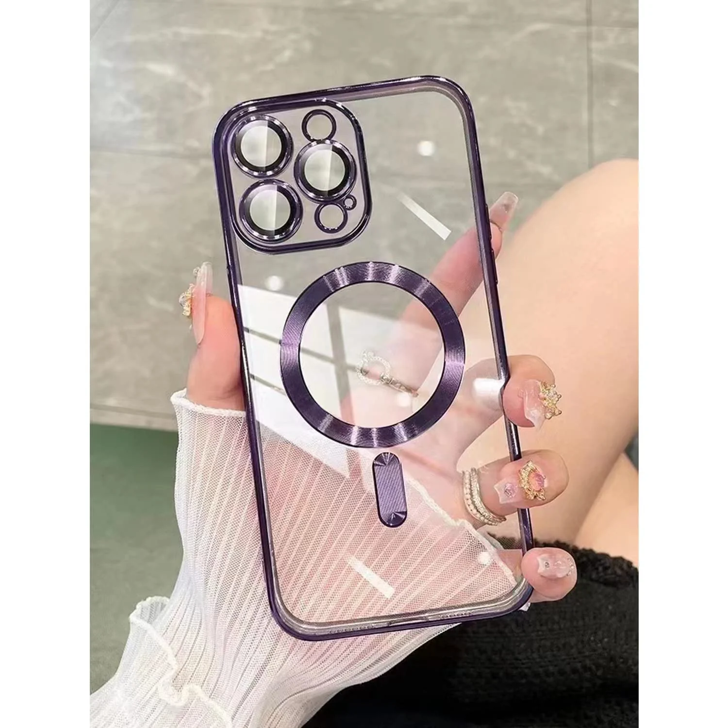 DL3 Mobilak Clear MagSafe-Compatible TPU Case and Camera Lens Protector for iPhone 11 Pro - Deep Purple