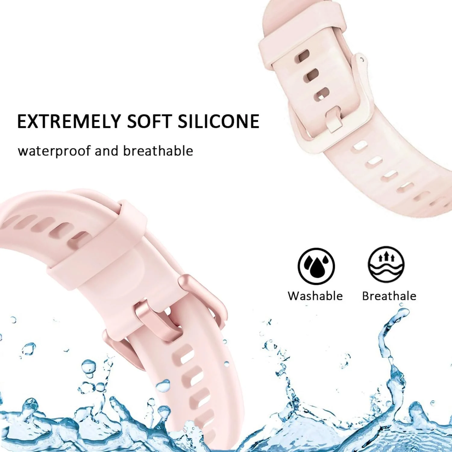 DL3 Mobilak Silicone Bracelet for Huawei Watch Fit 3/Watch Fit 4 Pro/Fit 4 Strap, Soft Silicone Sport Replacement Strap for Women/Men, Adjustable Waterproof Sports Band - Pink