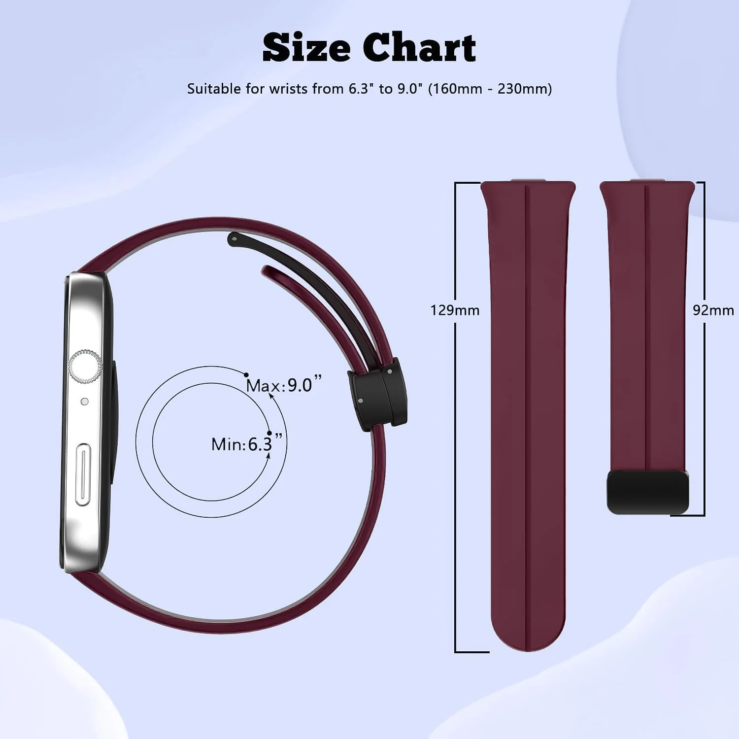 DL3 Mobilak Silicone Strap Compatible with Huawei Watch Fit 3/Watch Fit 4 Pro/Fit 4 Magnetic Metal Stainless Buckle Sport Silicone Strap, Band Quick Release Soft Replacment Wristband - Wine Red