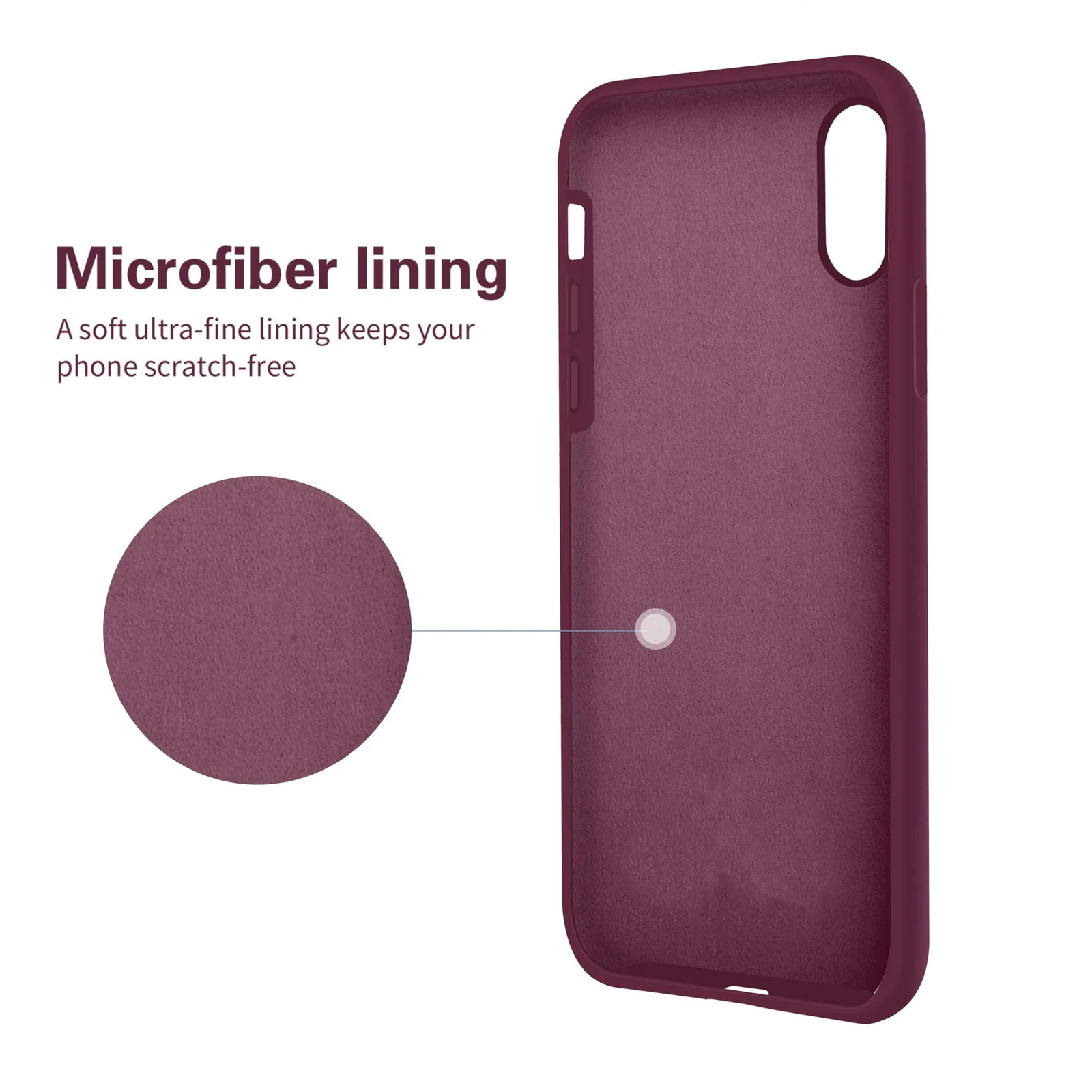 DL3 Mobilak Liquid Silicone Protective Case with Soft Microfiber Lining for iPhone XR - Wine Red