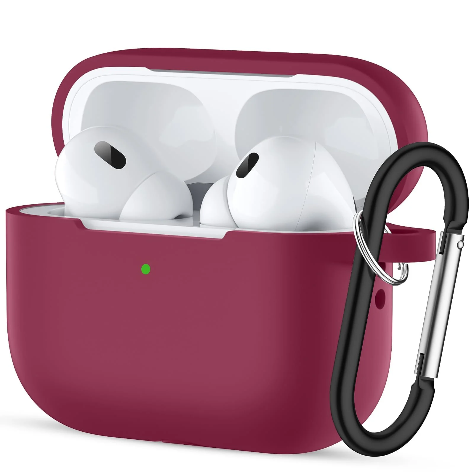 DL3 Mobilak Compatible with AirPods Pro 2nd Generation Case Cover, Protective Silicone Skin with Keychain for Women Men for Apple AirPods Pro Gen 2 (2022), Front LED Visible - Rose Red
