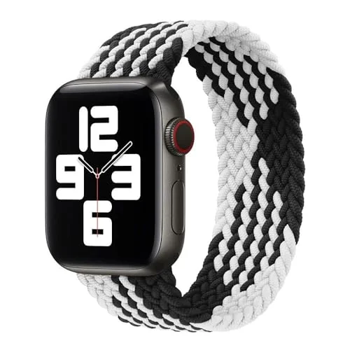 Medium — DL3 Mobilak Braided Solo Loop Band For Apple Watch Band 49mm 45mm 44mm 42mm, Replacement Wristband Nylon Strap for iWatch Series SE 9/8/7/6/5/4/3/2/1/Ultra/Ultra 2 ( White, Medium), unisex-adult