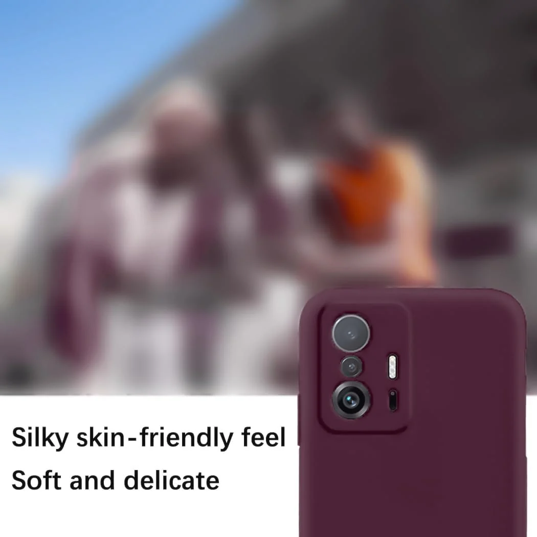 DL3 Mobilak Soft Silicone Protective Case for Xiaomi 11T / Xiaomi 11 T Pro with Microfiber Lining and Shockproof Design - Wine Red
