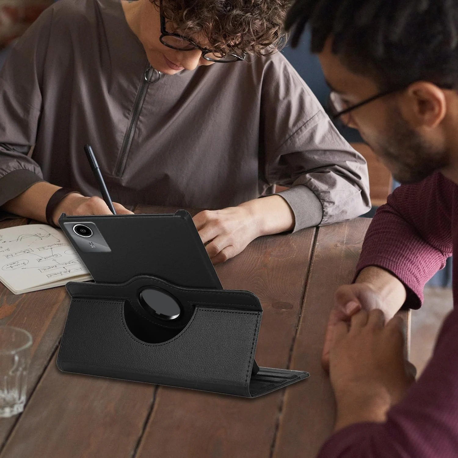 "DL3 Mobilak Protective Cover for Lenovo Tab M11/Tab K11 LTE 11"" 2024, 360° Rotatable Smart Stand, Leather Folio Flip Cover with Multi-Angle Viewing, Auto Wake Sleep - Black"