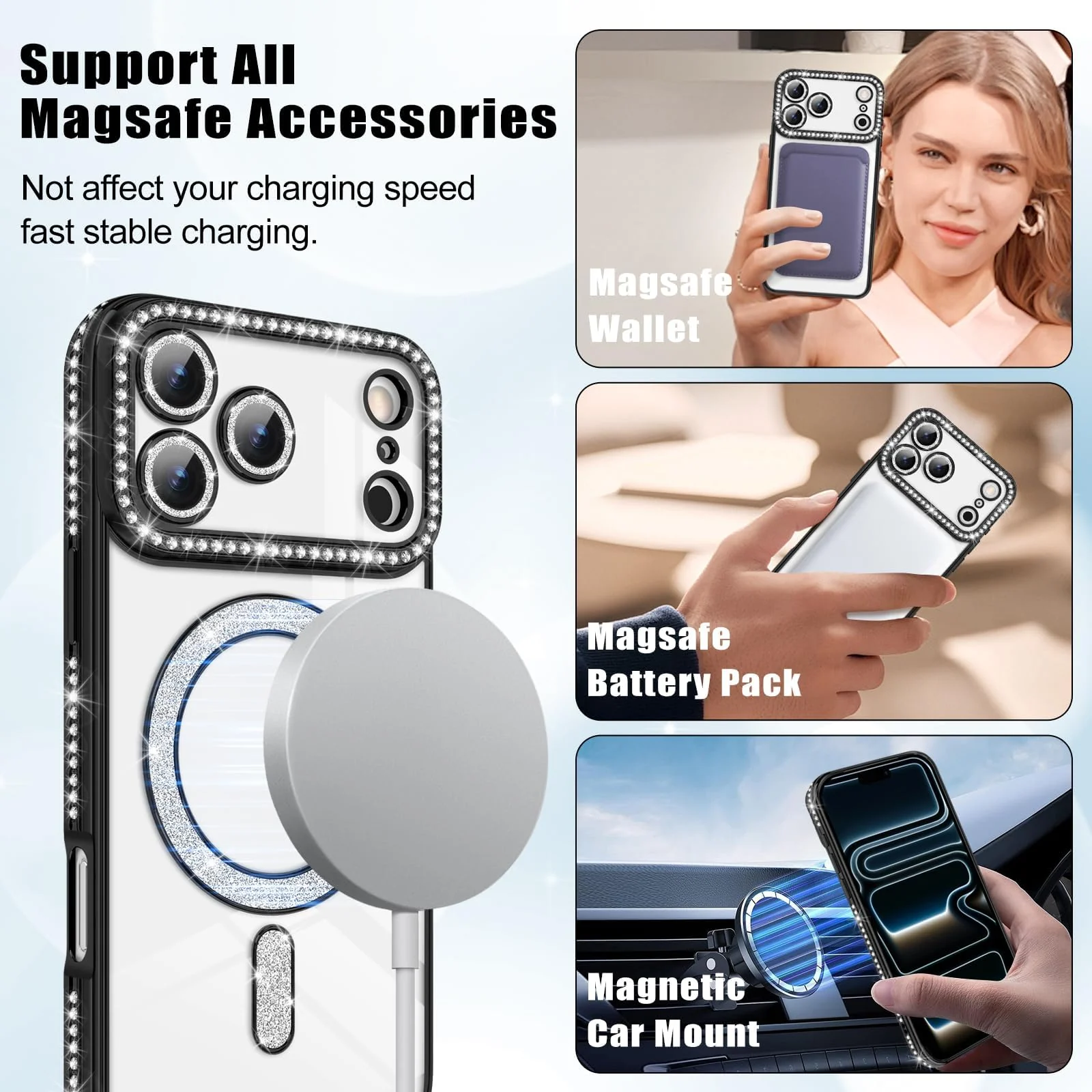 DL3 Mobilak MagSafe-Compatible Magnetic Case for iPhone 17 Pro Max with Camera Protection and Magnetic Car-Mount Support - Purple