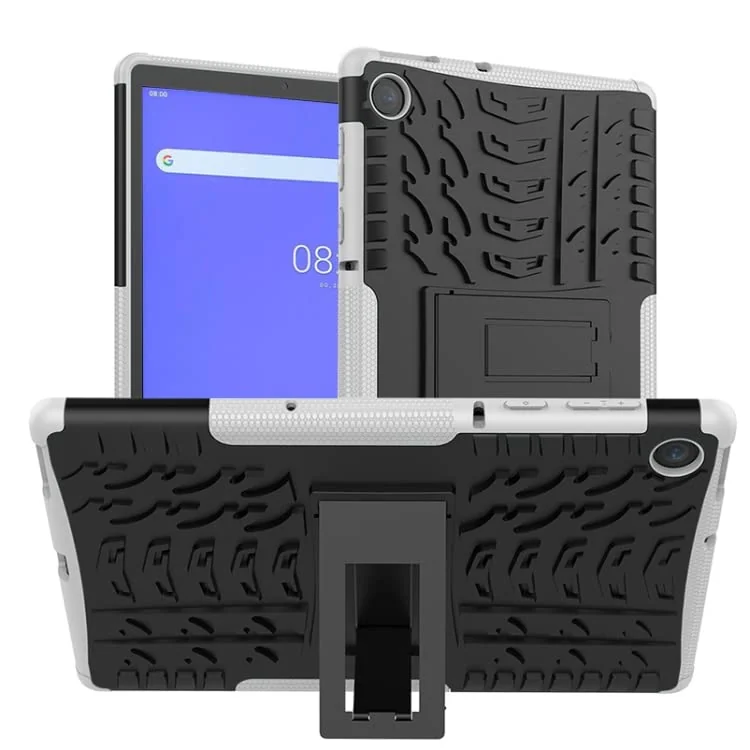 DL3 Mobilak Case for Lenovo Tab M10 10.1 inch 2nd Gen 2020 (TB-X306, TB-X306F, TB-X306X), Hybrid Rugged Armor Heavy Duty 2 in 1 TPU + PC Combo Dual Layer Shockproof Case with Kickstand - White