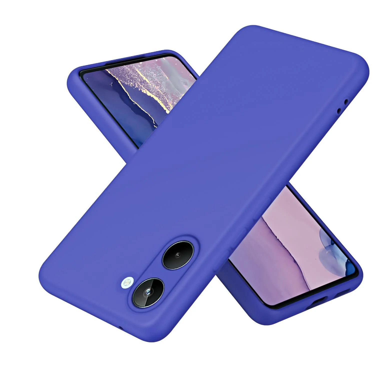 DL3 Mobilak Liquid Silicone Case for realme 10 4G, Shock-absorbing protection, Scratch-resistant surface, Soft microfiber lining - Light Blue