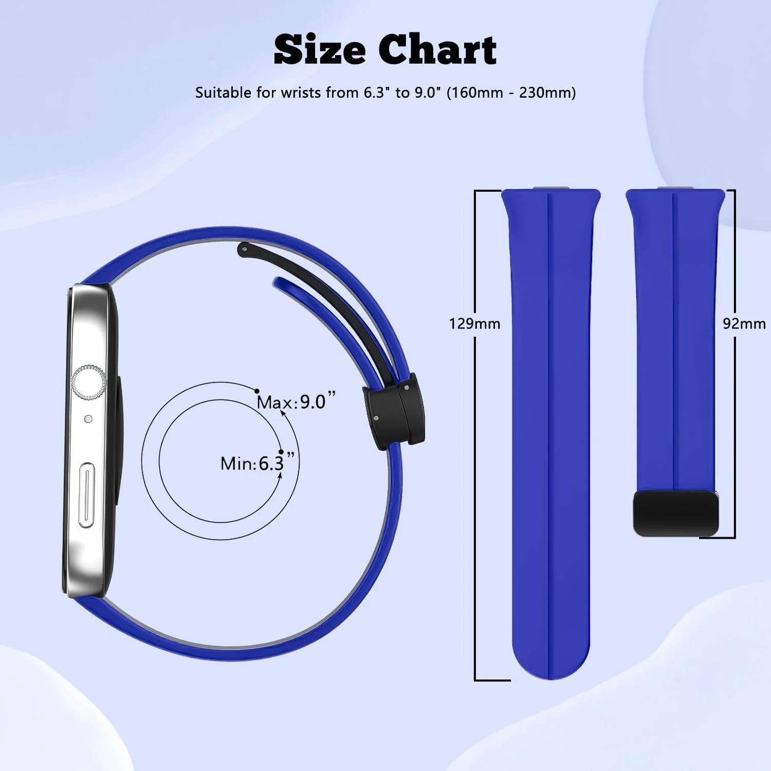 DL3 Mobilak Silicone Strap Compatible with Huawei Watch Fit 3/Watch Fit 4 Pro/Fit 4 Magnetic Metal Stainless Buckle Sport Silicone Strap, Band Quick Release Soft Replacment Wristband - Blue Pepsi