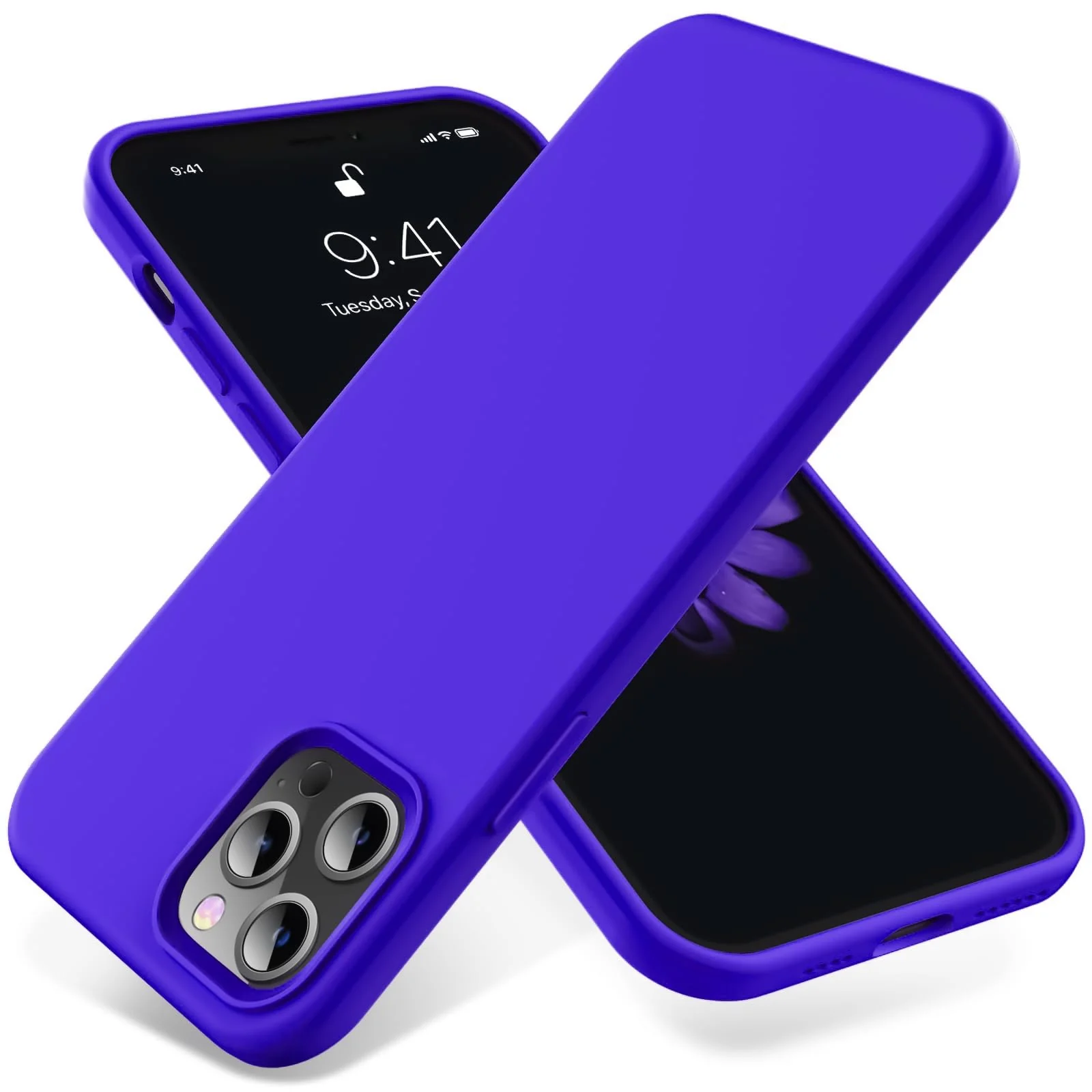 DL3 Mobilak Liquid Silicone Protective Case with Soft Microfiber Lining for iPhone 15 Pro Max - Pepsi 2
