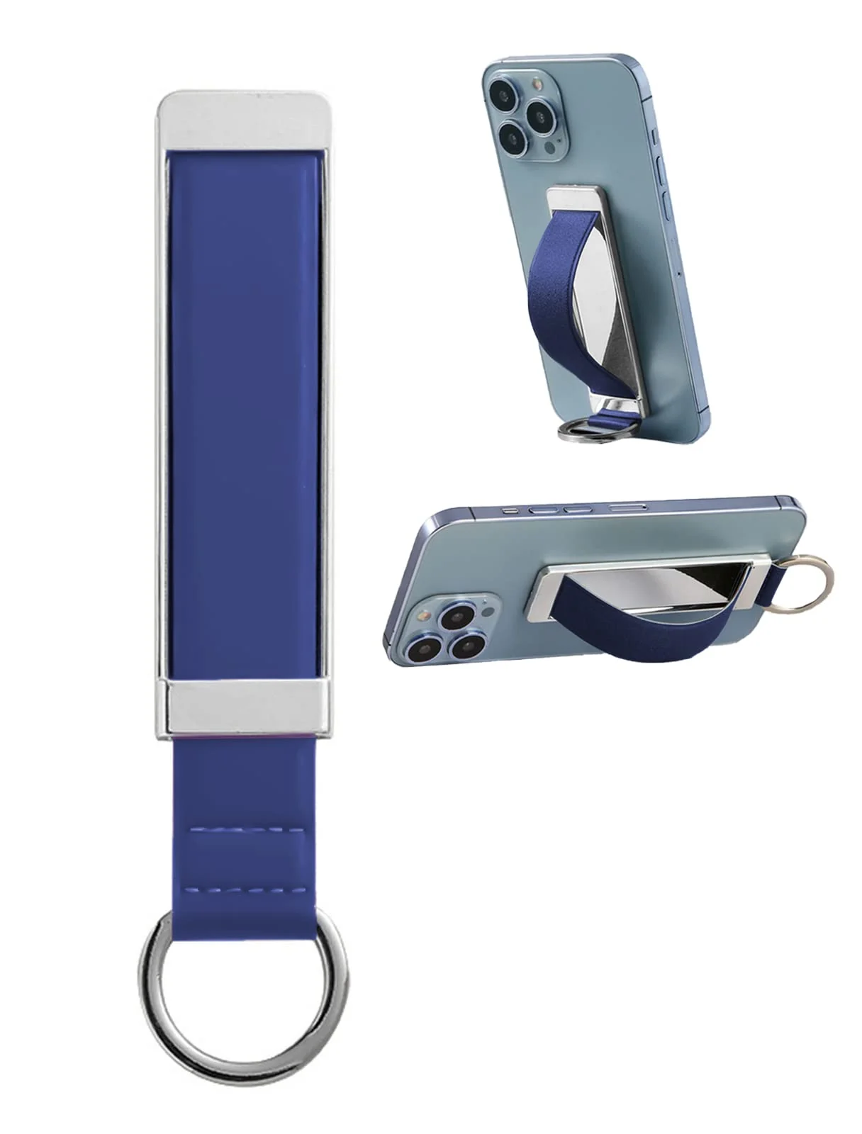 DL3 Mobilak Phone Grip Strap Finger Loop for Cell Phone Case Phone Finger Holder Assorted Colors Leather Phone Grip Stand for Most Mobile Phones and Tablets - Blue