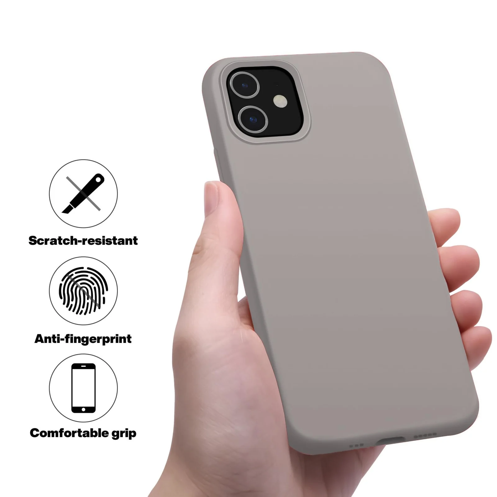 DL3 Mobilak Compatible with iPhone 11 (6.1 Inch) Case, Liquid Silicone Case, Full Body Protective Cover, Shockproof, Slim Phone Case, Anti-Scratch Soft Microfiber Lining - A. stone