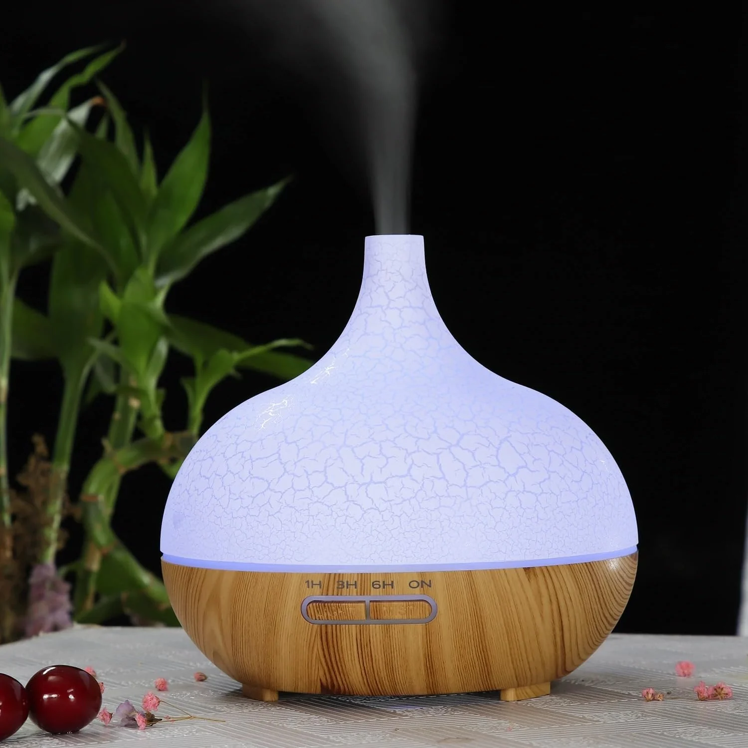 Mobigon Essential Oil Diffuser, Aromatherapy Diffuser 500ml with Remote Control, 4 Timer & Auto-Off Safety Switch, 7 Color LED Lights Mode, 10 Hours Quiet Humidifier for Bedroom - F.Light woody