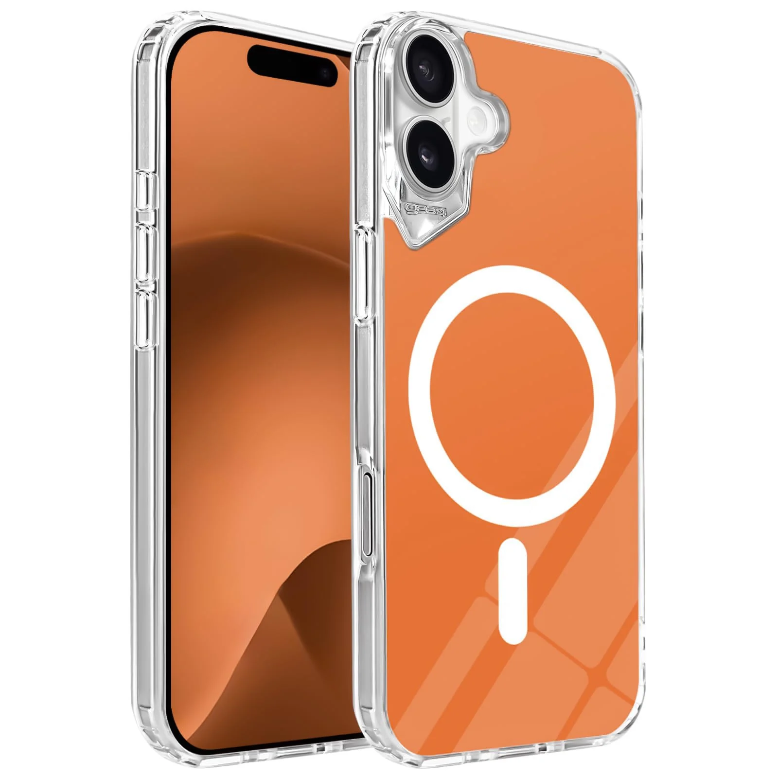DL3 Mobilak Clear MagSafe-Compatible Magnetic Case for iPhone 17 with Camera Protection and Magnetic Car-Mount Support - Orange