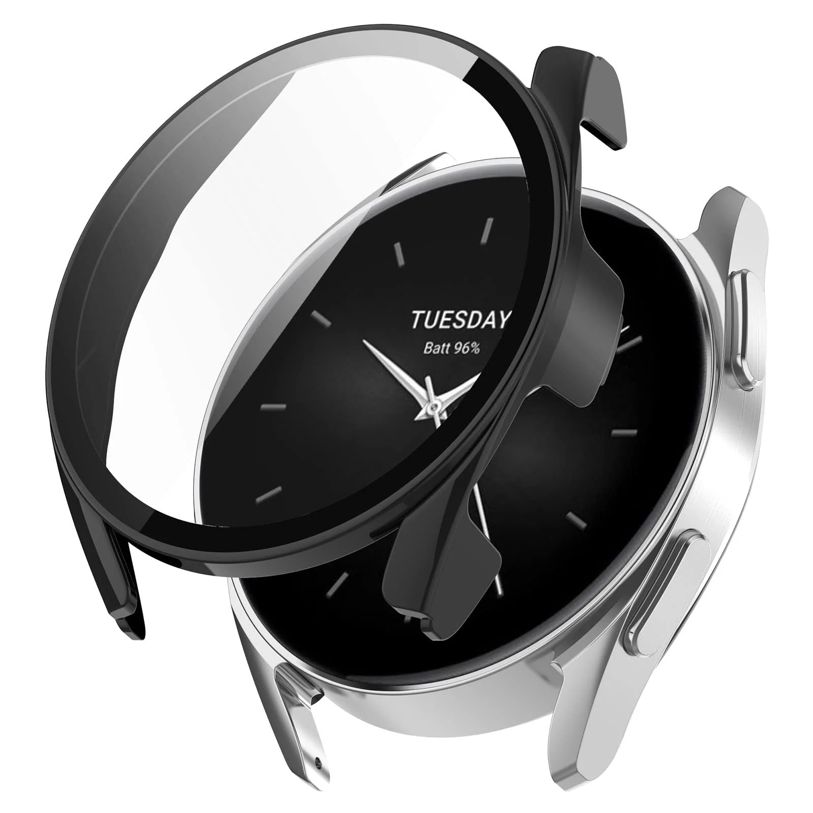 DL3 Mobilak For Xiaomi Watch S2 42mm Case with Tempered Glass Screen Protector for Xiaomi Watch S2 42mm, 9H Hardness 360° All-Round Protective Ultra Thin Protective PC Case - Black
