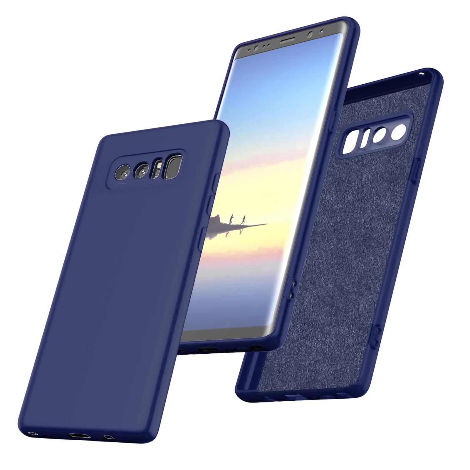 DL3 Mobilak Liquid Silicone Protective Case with Soft Microfiber Lining with Full Camera Protection for Samsung Galaxy Note 8 - Blue 2
