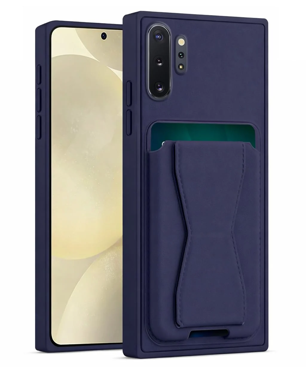 DL3 Mobilak Leather Wallet Case with Card Holder and Stand for Samsung Galaxy Note 10+ Plus - Blue