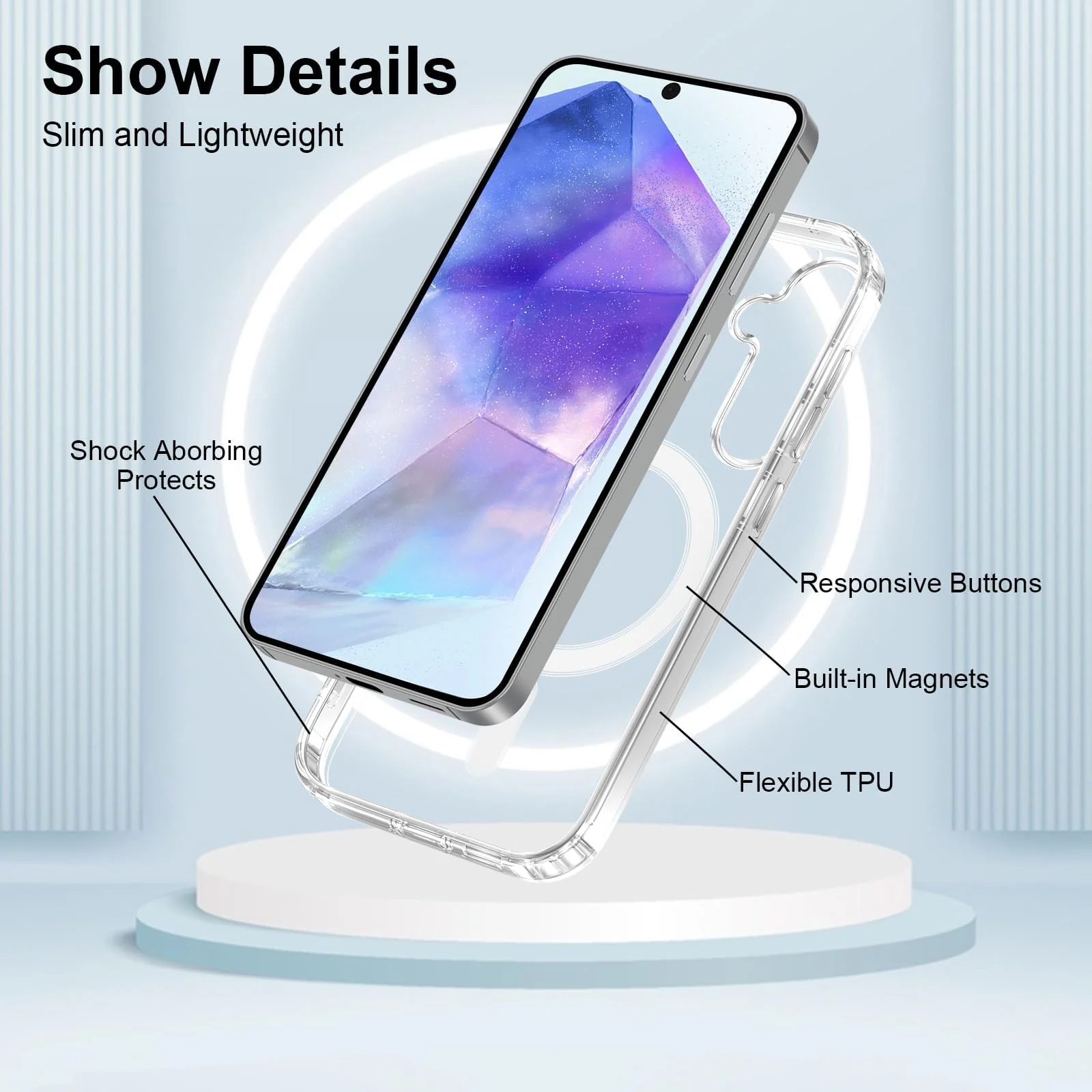 DL3 MOBILAK for Samsung Galaxy A54 5G Case Clear [Compatible with MagSafe] Slim Magnetic Clear Bumper Case