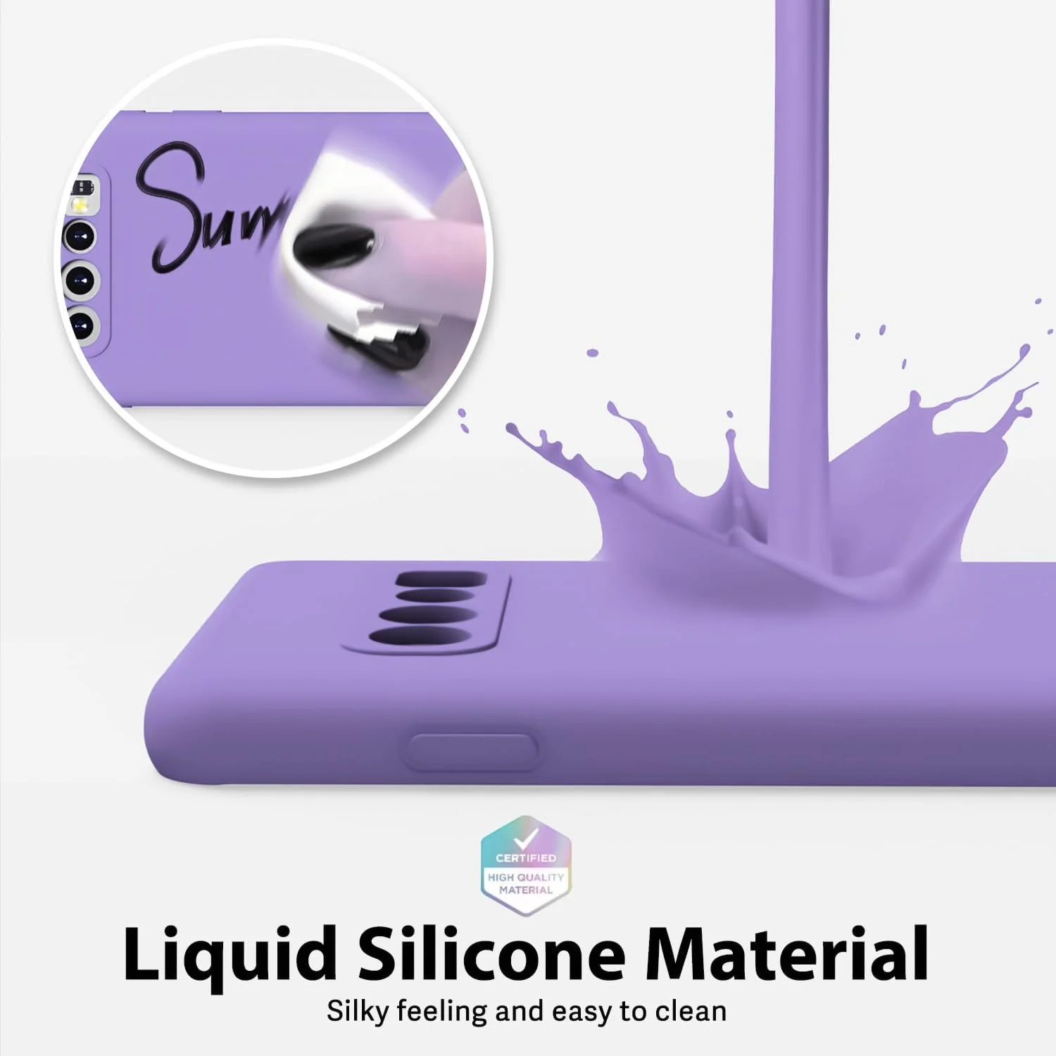 DL3 Mobilak Liquid Silicone Protective Case with Soft Microfiber Lining with Full Camera Protection for Samsung Galaxy S10+ Plus - Light Purple