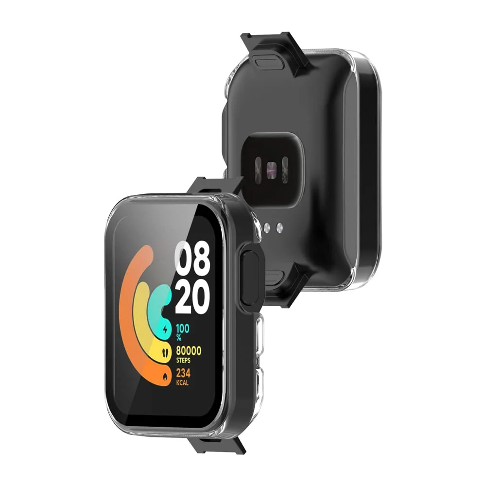 DL3 Mobilak Protective Case Compatible with Xiaomi Mi Watch Lite, 9H Hardness PC Cover Bumper Full Slim Protective Case with Tempered Glass For Redmi Watch Lite - Clear