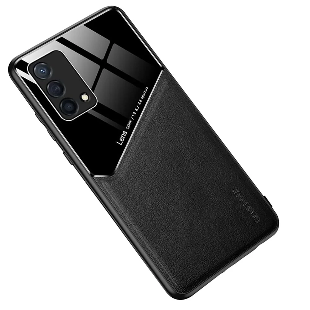 DL3 Mobilak Leather and PC Protective Case for realme GT Master Edition, Built-in magnetic car-mount support, Shock-absorbing protection, Raised edges around the screen and camera - Black