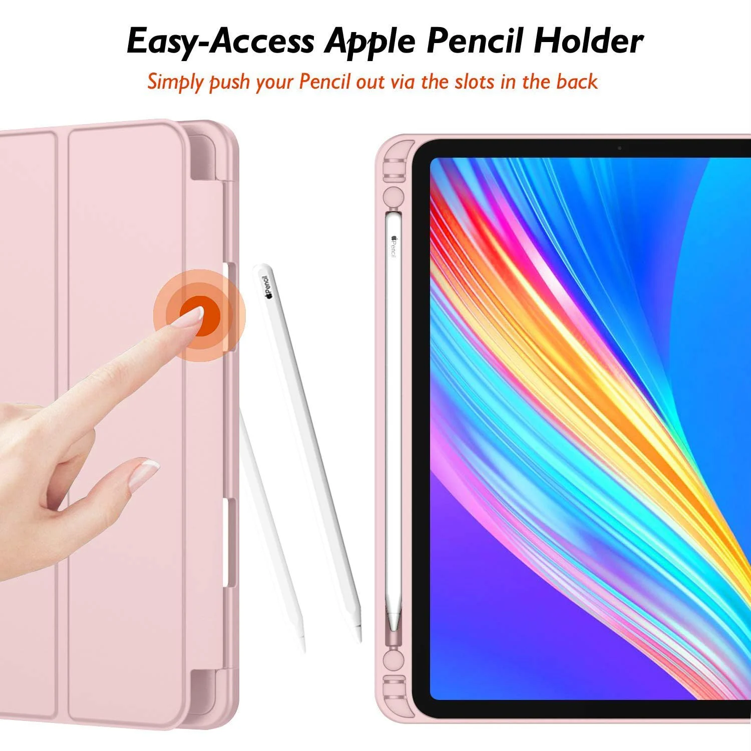 DL3 Mobilak New iPad Pro 12.9 Inch Case 2022/2021/2020(6th/5th/4th Gen) with Pencil Holder, Smart iPad Case [Support Touch ID and Auto Wake/Sleep] with Auto 2nd Gen Pencil Charging - Pink Sand