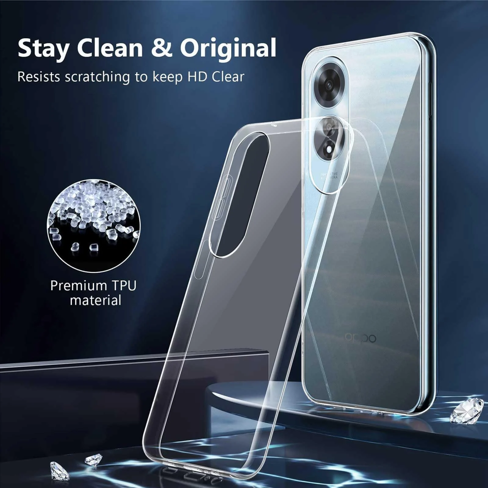 DL3 Mobilak Case Compatible with OPPO A60 4G Case Crystal Soft TPU Gel Case Flexible Silicone Anti-Scratch Camera Protection TPU Cover - Clear