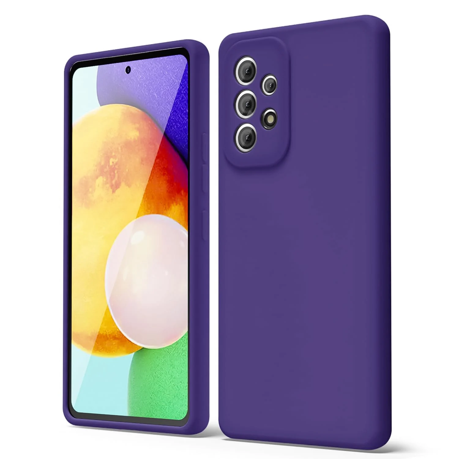 DL3 Mobilak Samsung Galaxy A72 Case, Soft Flexible Silicone Gel Rubber Bumper Cover, Full Body Shockproof Protective Phone Case - Purple