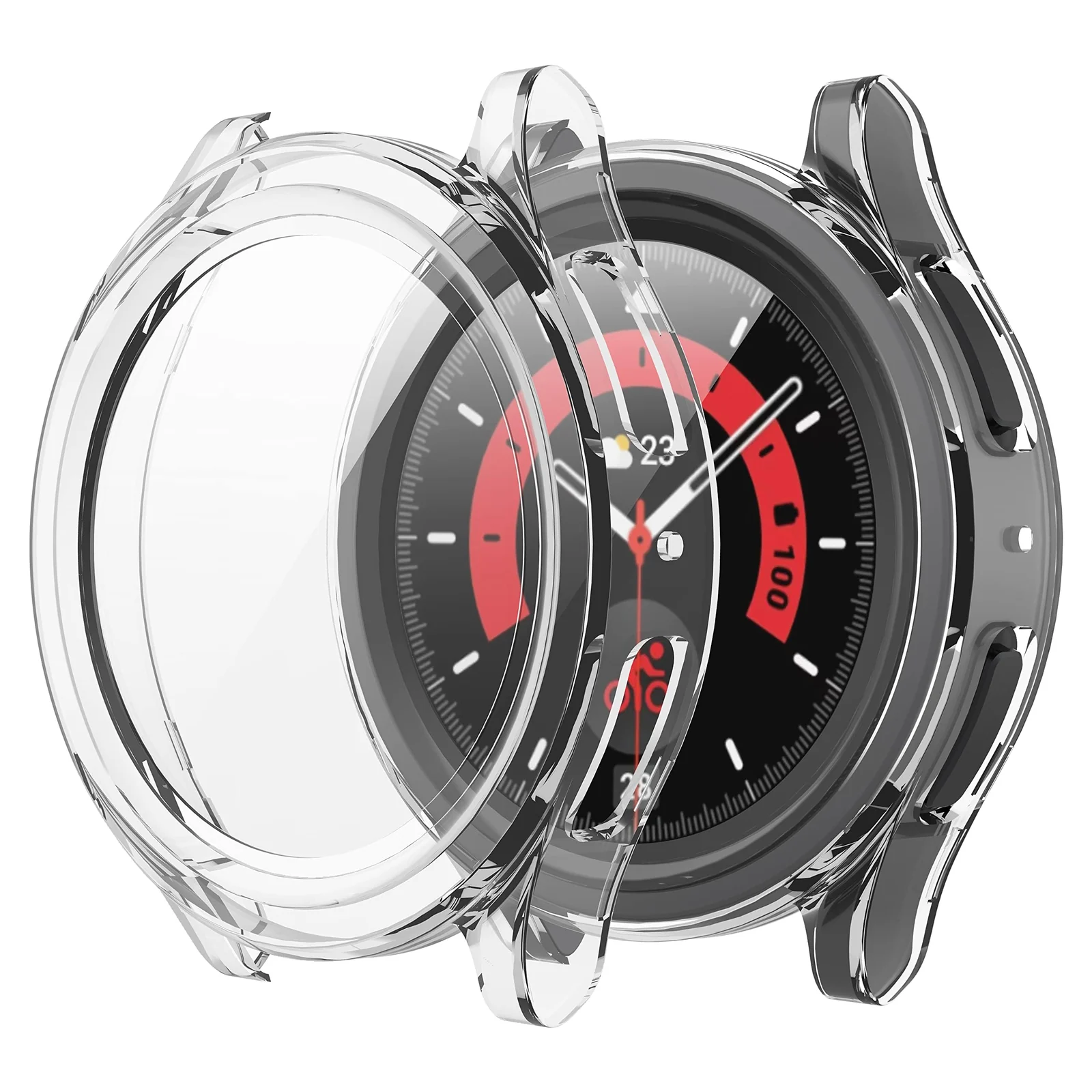 DL3 Mobilak Protective Case Compatible with Samsung Galaxy Watch 5 Pro 45mm 9H Hardness PC Case Bumper Full Slim Protective Cover with Tempered Glass For Samsung Galaxy Watch5 Pro 45mm - Clear