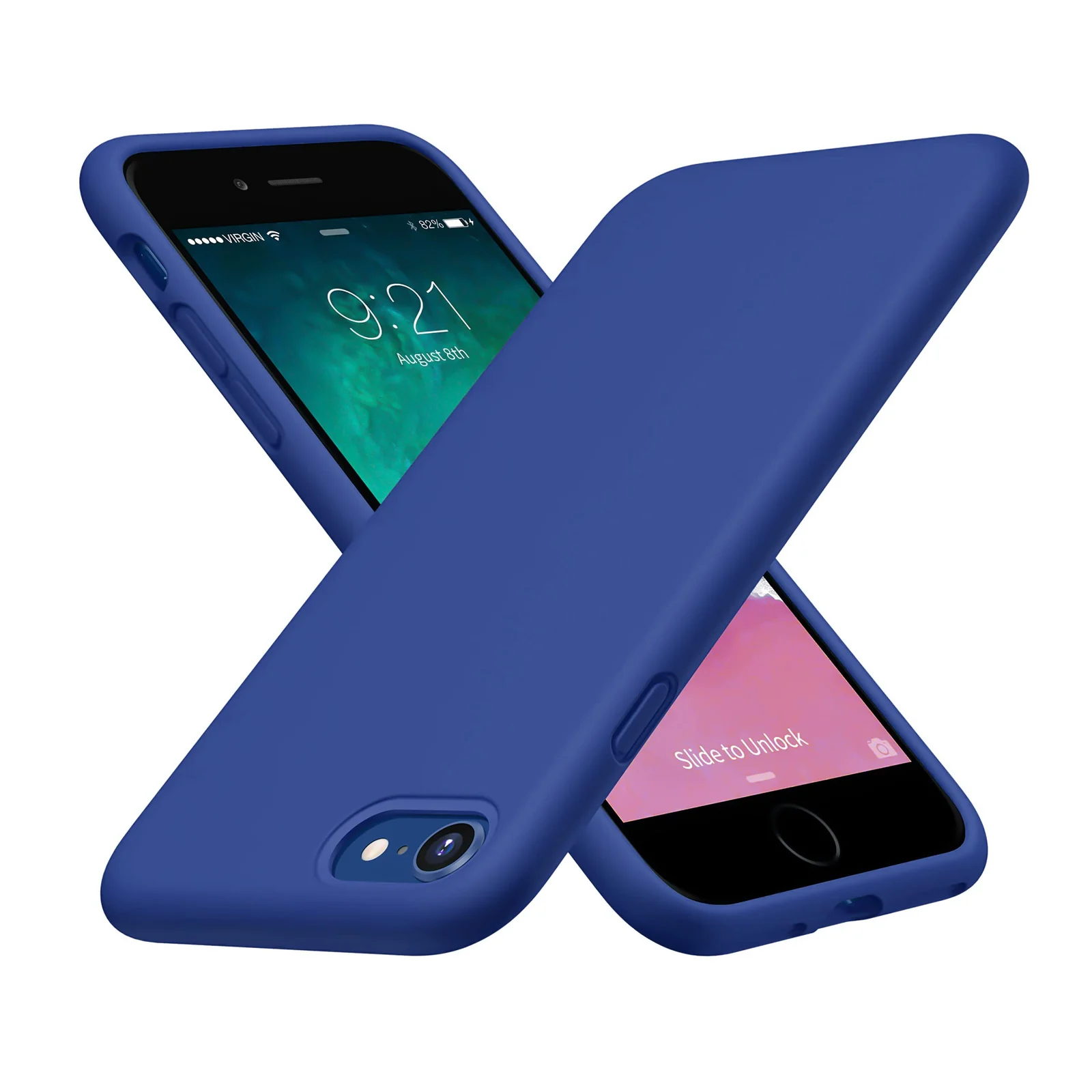 DL3 Mobilak Liquid Silicone Protective Case with Soft Microfiber Lining for iPhone SE 2022, SE 2020, iPhone 7, iPhone 8 - Royal Blue