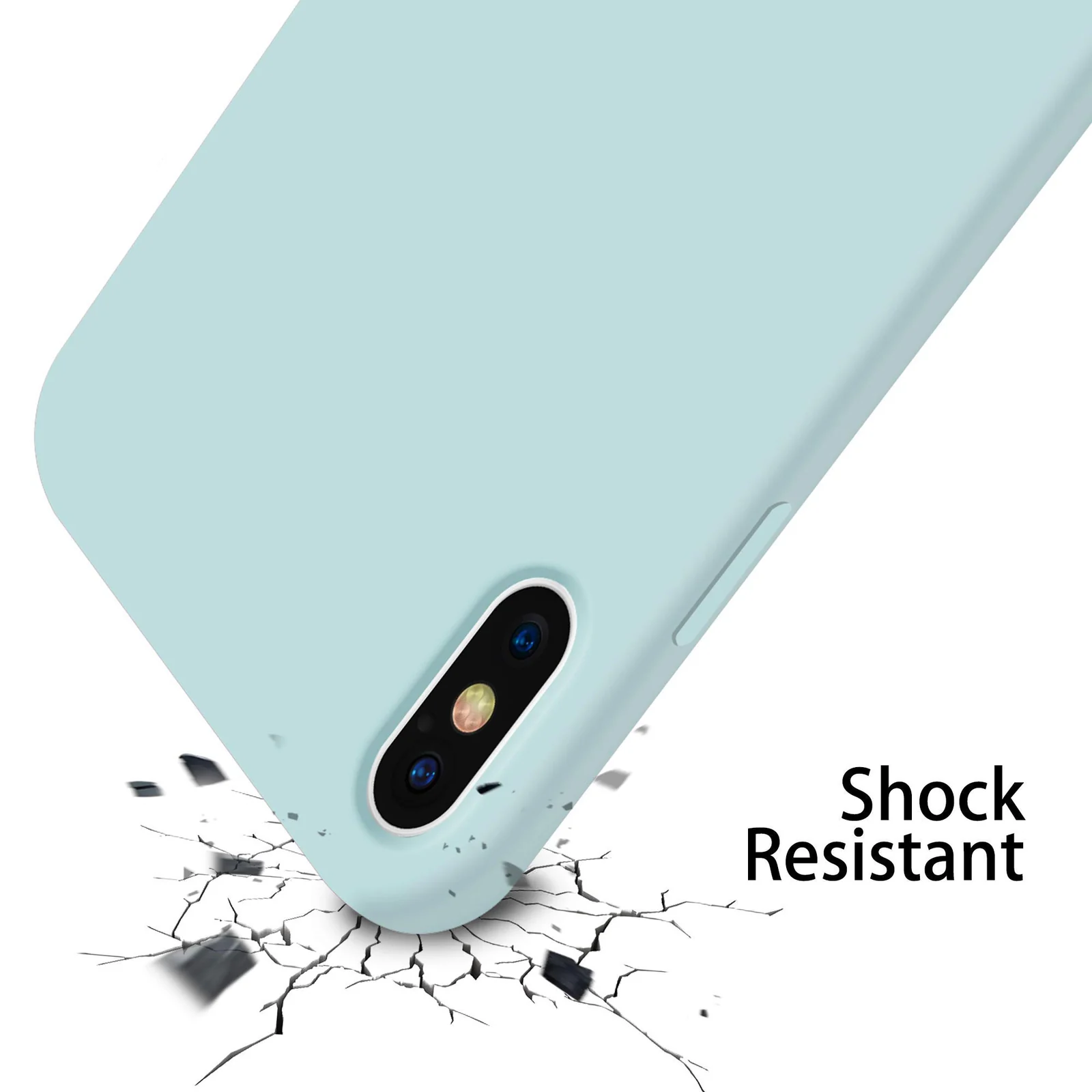 DL3 Mobilak Liquid Silicone Protective Case with Soft Microfiber Lining for iPhone XS Max - Mint Green