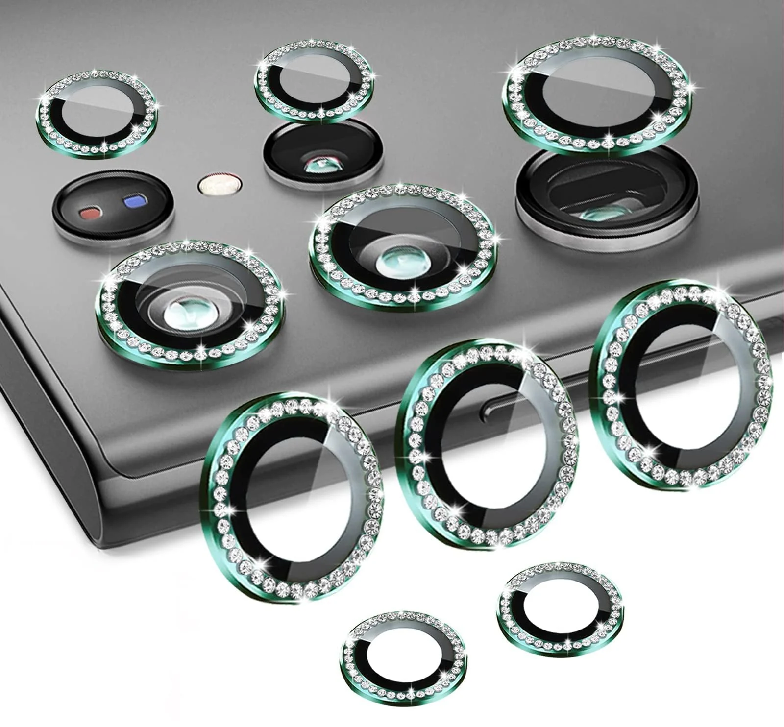 DL3 Mobilak Camera Lens Protector for Samsung Galaxy S23 Ultra, Camera protection, Shock-absorbing protection, Scratch-resistant surface - Diamond Green