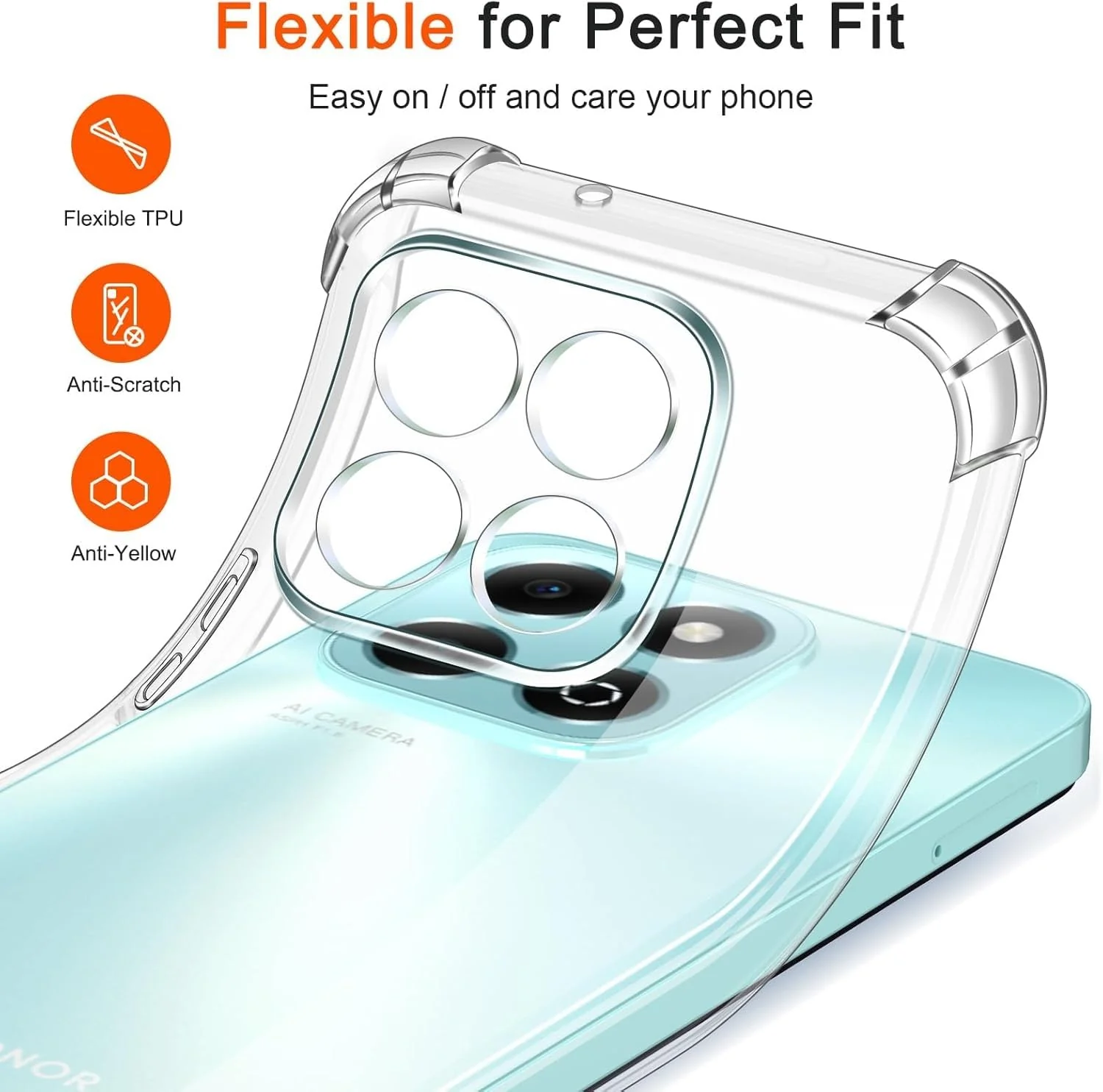 DL3 Mobilak Clear TPU Case for Honor X6b, Camera protection, Shock-absorbing protection, Scratch-resistant surface - Clear
