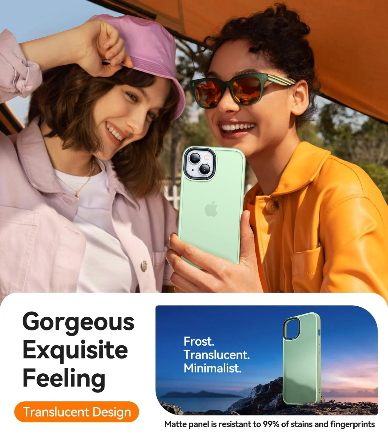 DL3 Mobilak Matte Protective Case for iPhone 13 / iPhone 14 with Camera Protection and Shockproof Design - Matcha Green
